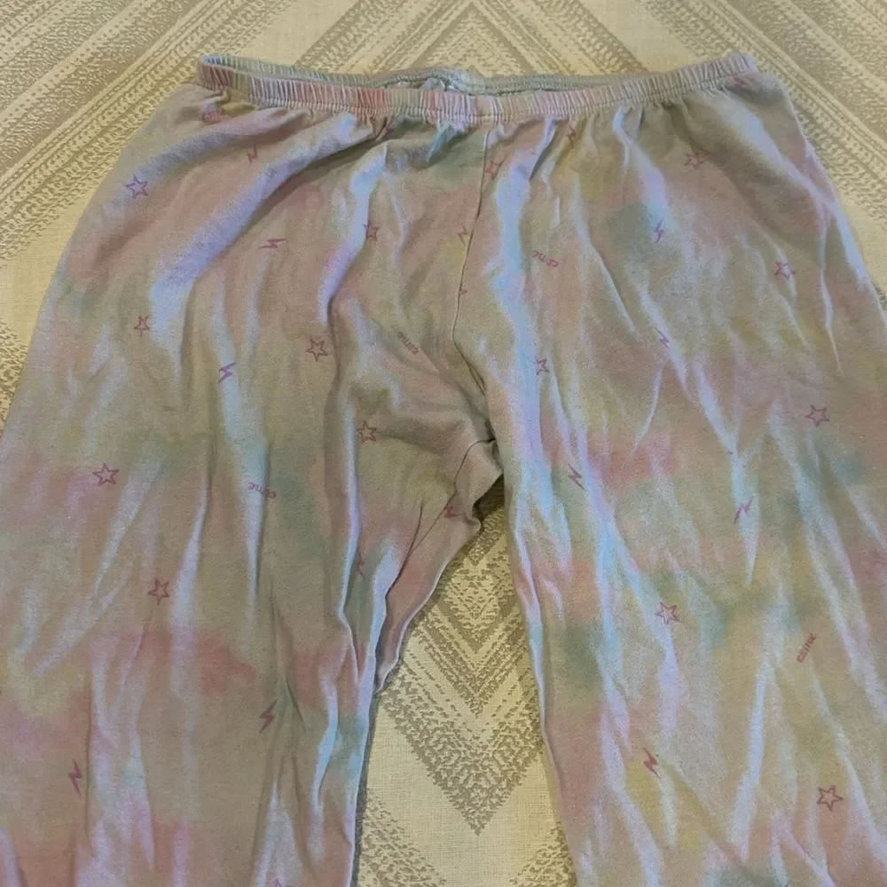 Esme Girls Light Tie Dye Lightning Bolt & Star Long Sleeve Pajama Set - Size 12